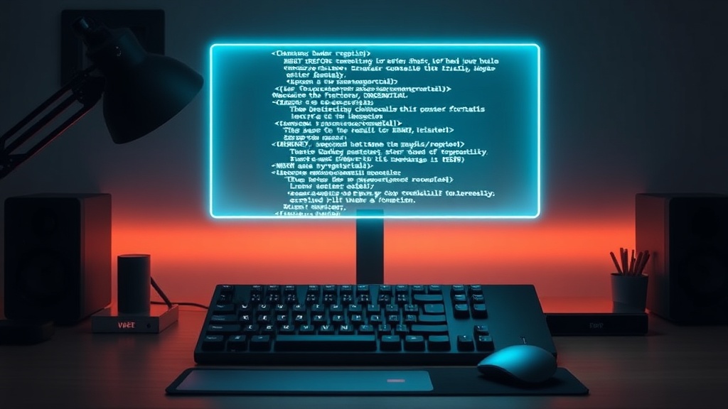 A developer using advanced AI code generators to write Python and JavaScript on a modern workstation.