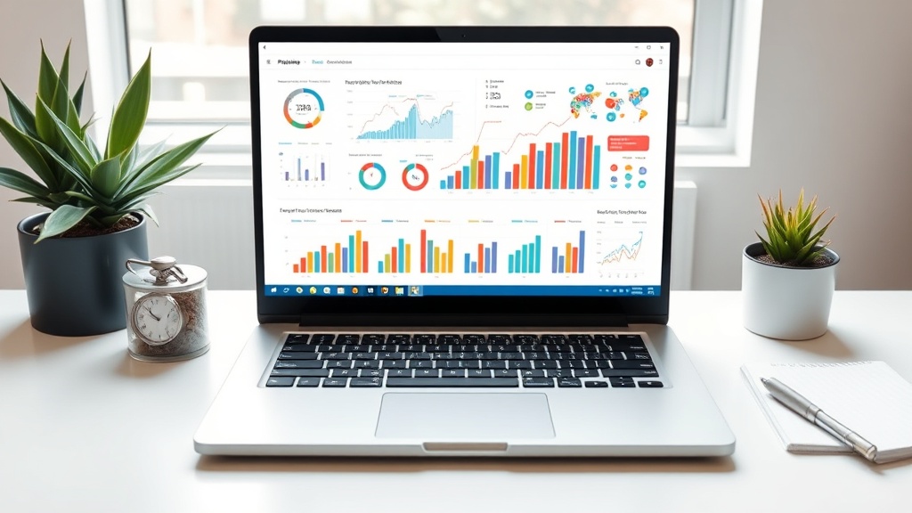 A professional working on an AI infographic maker on a laptop screen.