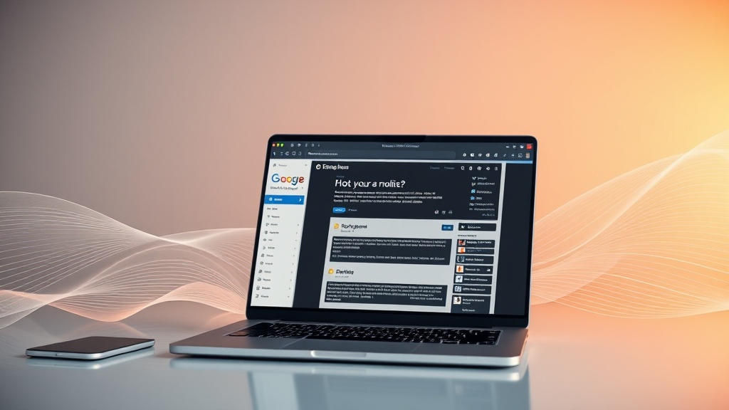 A professional desk setup with an AI newsletter generator dashboard on a laptop screen.