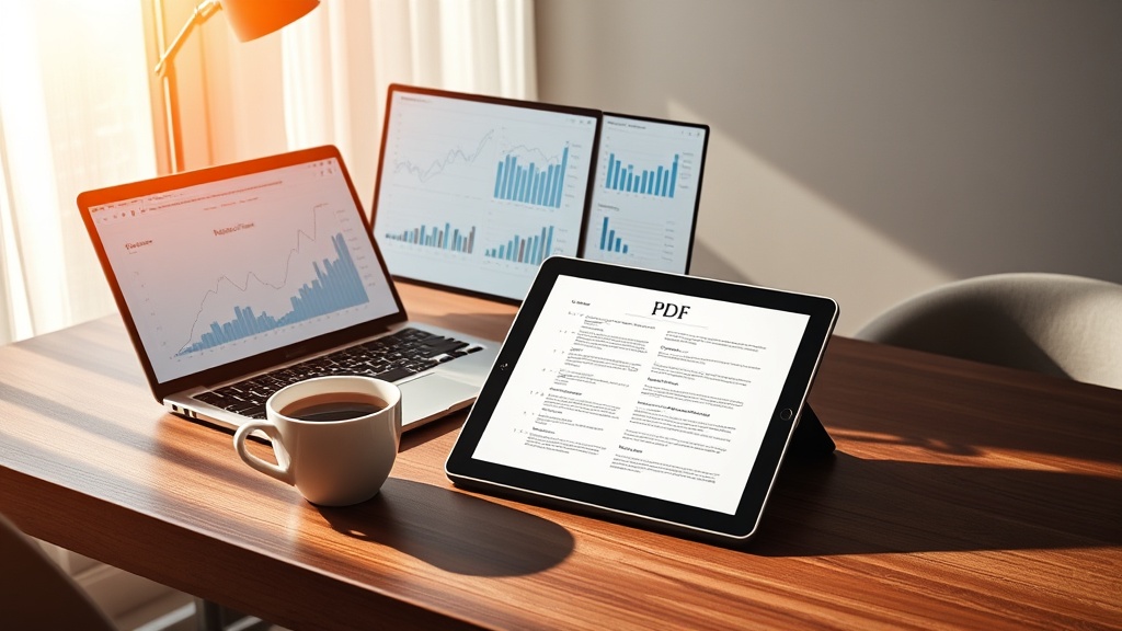 A researcher using an AI PDF summarizer on a laptop to analyze academic documents for study and writing.