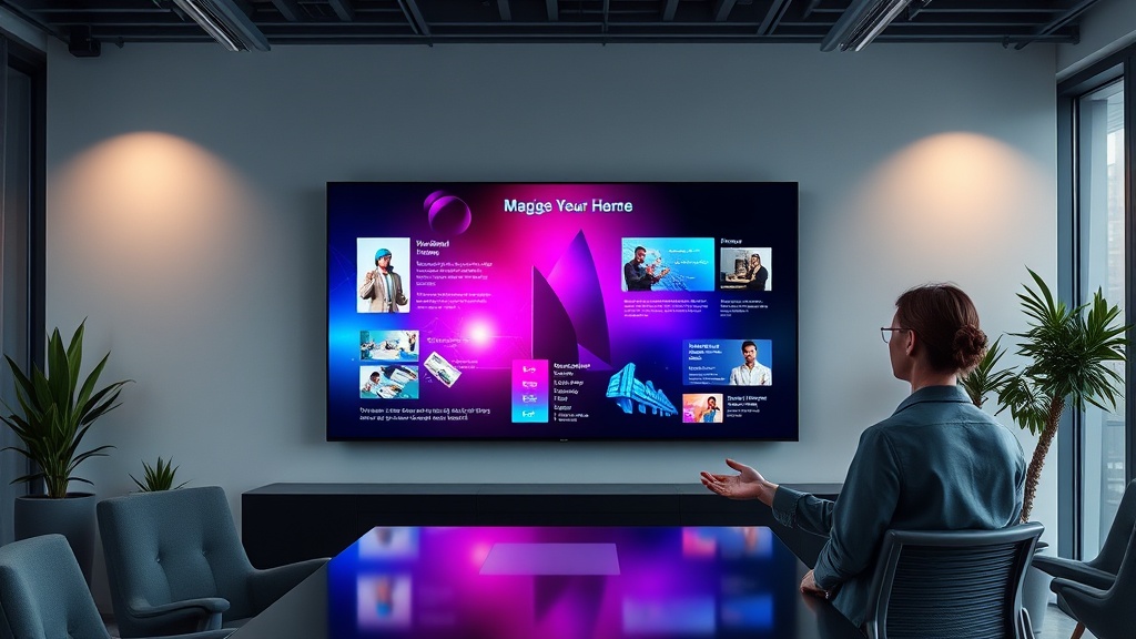Professional using an AI presentation maker to design a modern business slide deck.
