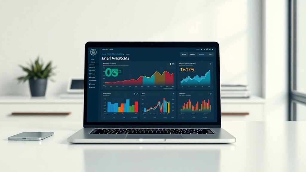 A professional working on a laptop to optimize email marketing subject lines with AI.