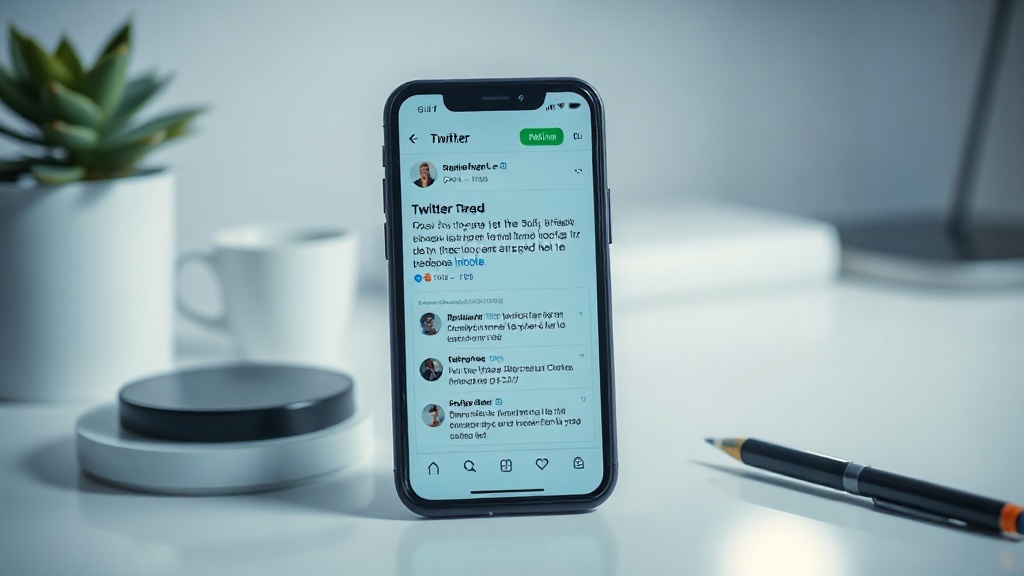 A smartphone displaying a viral thread on a desk, representing the best AI tweet generators for social media engagement.
