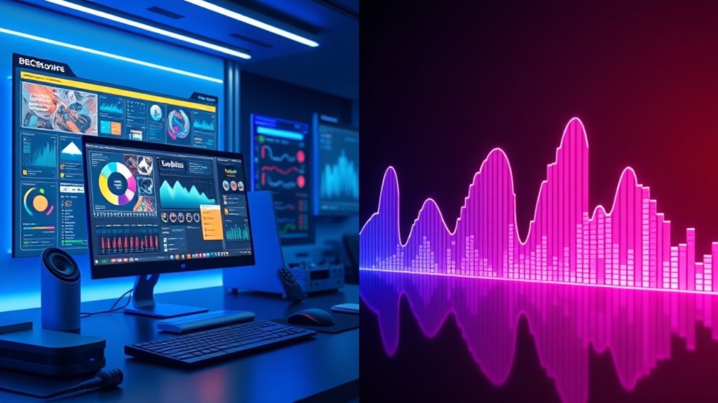 Side-by-side comparison of Canva AI design tools and Suno AI music generation software.