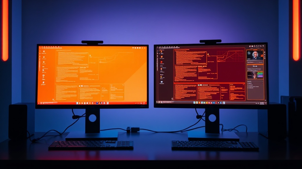 A professional desk setup comparing ChatGPT and Gemini interfaces for AI research and writing.