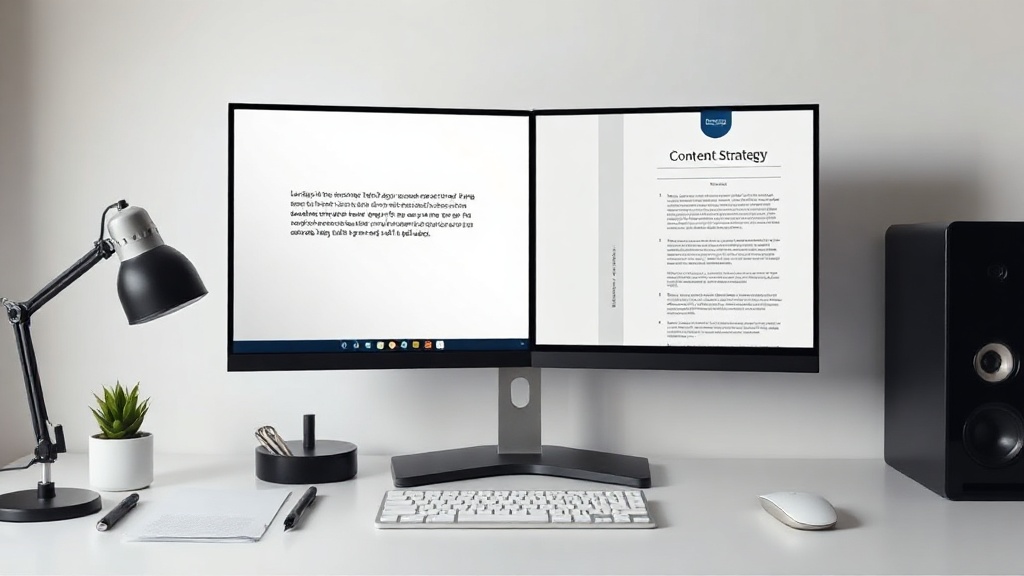 A split-screen comparison of AI writing software interfaces on a professional computer monitor.