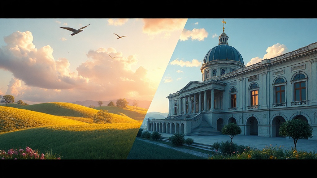Comparison of DALL-E vs Stable Diffusion AI art styles on a clean split-screen background.