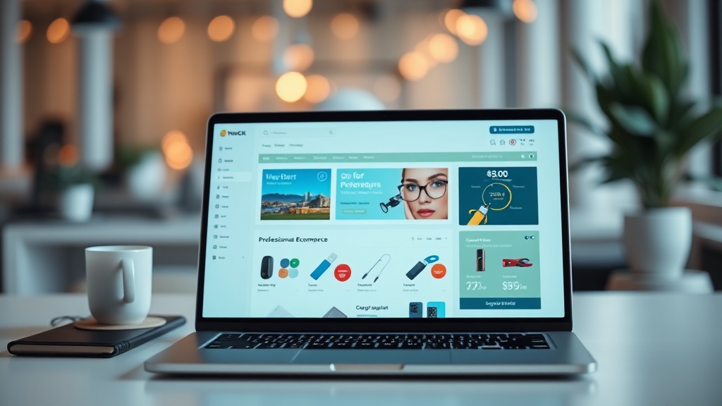 A professional laptop screen showing AI-generated product descriptions for an ecommerce store.