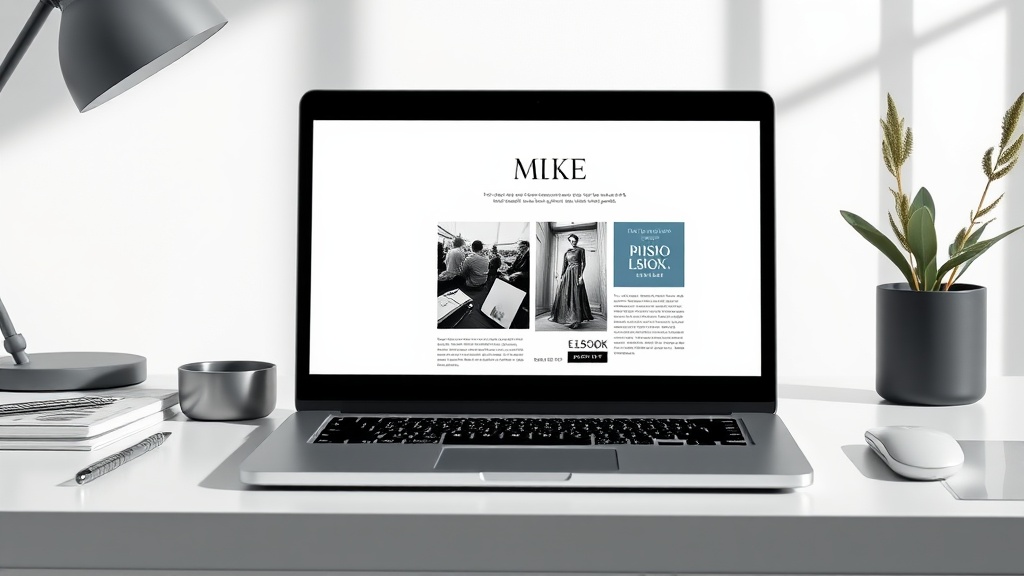 A professional designer using a free AI ebook creator tool on a laptop to build a modern digital book layout.