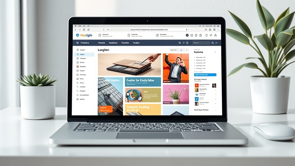A professional laptop screen showing an AI email newsletter dashboard with template options.