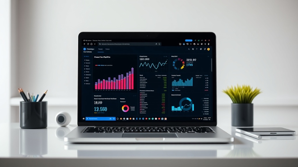 A professional workspace showing search engine optimization analytics on a laptop screen.