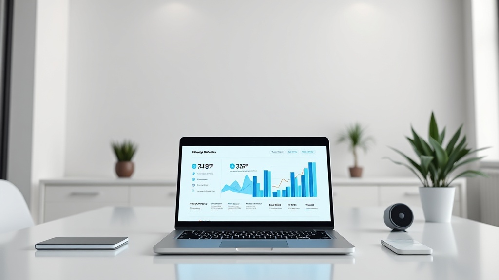 A professional working on a sleek laptop using an AI presentation generator to design high-quality slides.