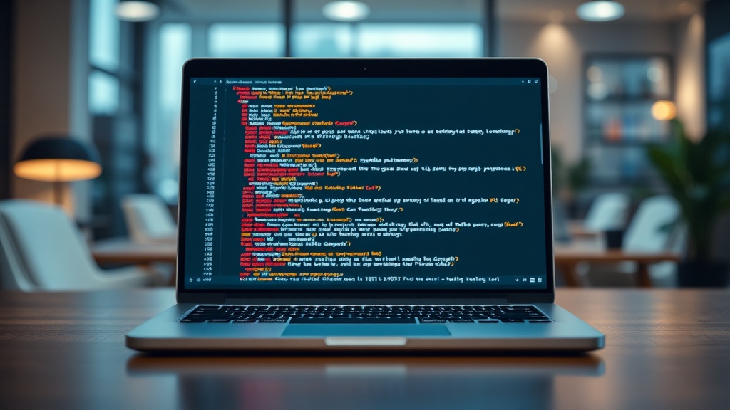 A professional developer using an AI-powered SQL query writer on a laptop screen.