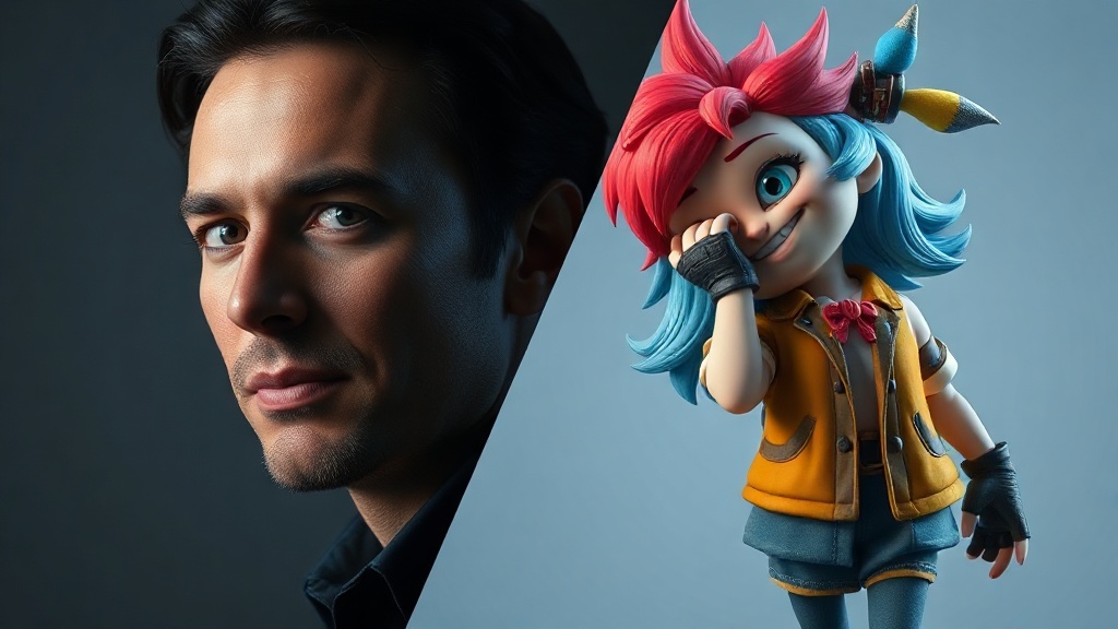 A high-resolution comparison split-screen showing photorealistic and artistic AI-generated imagery.