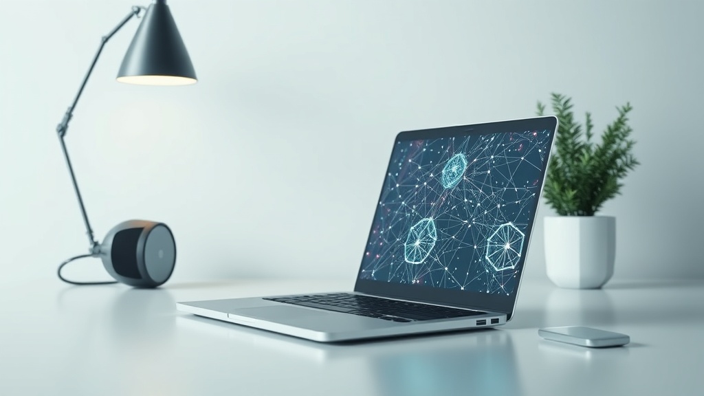 Professional workspace with an AI chatbot interface on a laptop screen for customer support.