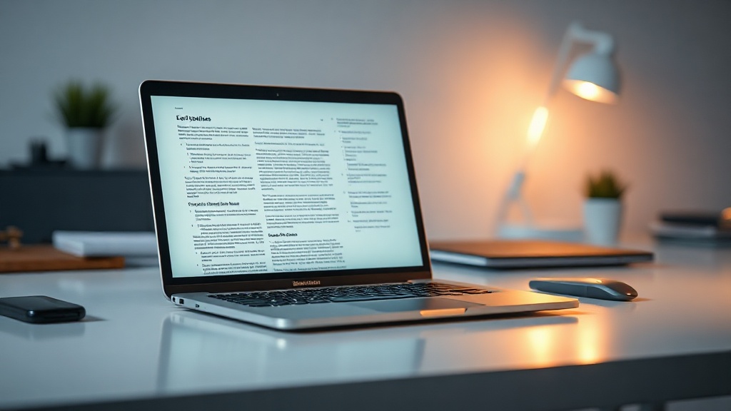A professional analyzing a long PDF document using advanced AI software on a laptop screen.