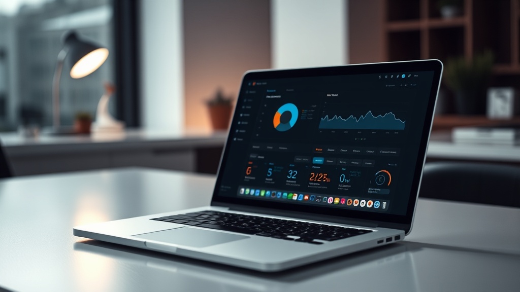 A professional desk setup comparing AI writing software on a laptop screen.